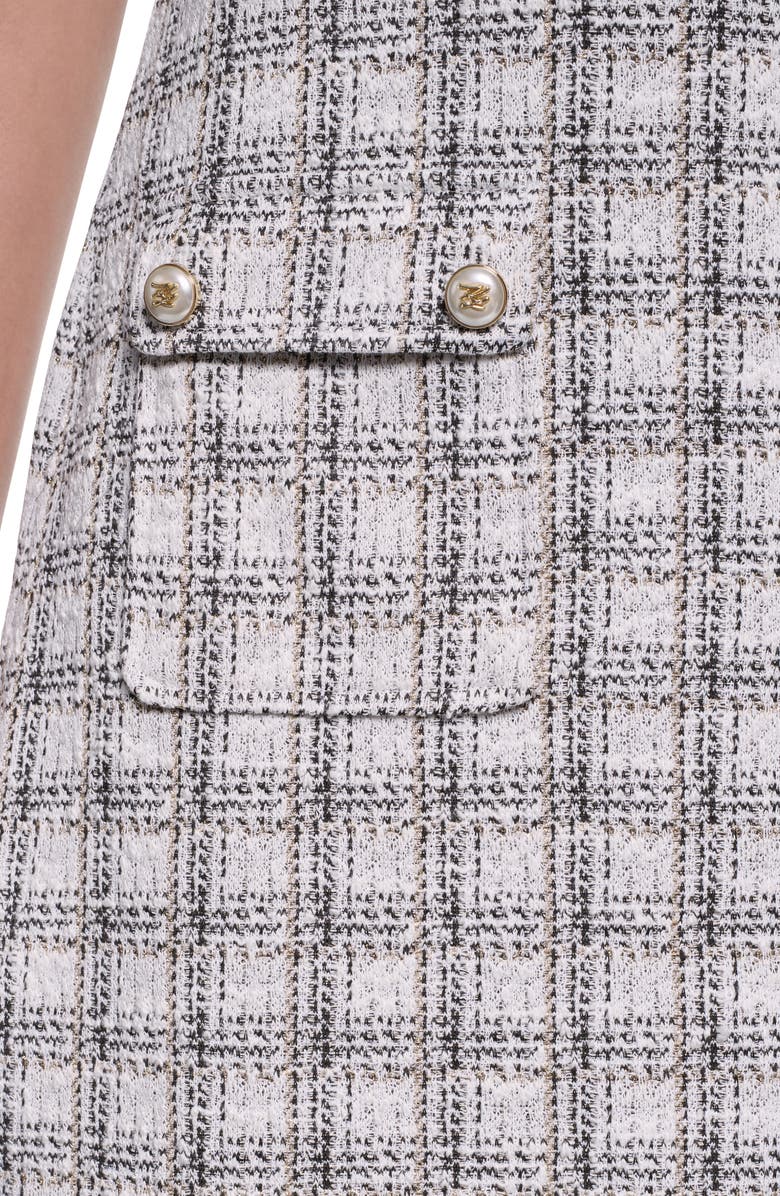 KARL LAGERFELD Windowpane Check Tweed Sheath Dress, Alternate, color, Soft White/ Black Multi