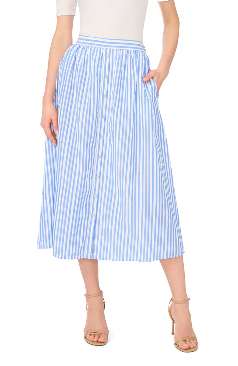 Vince Camuto Stripe Midi Skirt, Main, color, Blue Cloud