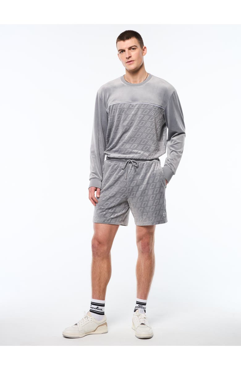 Sergio Tacchini Bandiera Debossed Velour Short, Alternate, color, Sleet