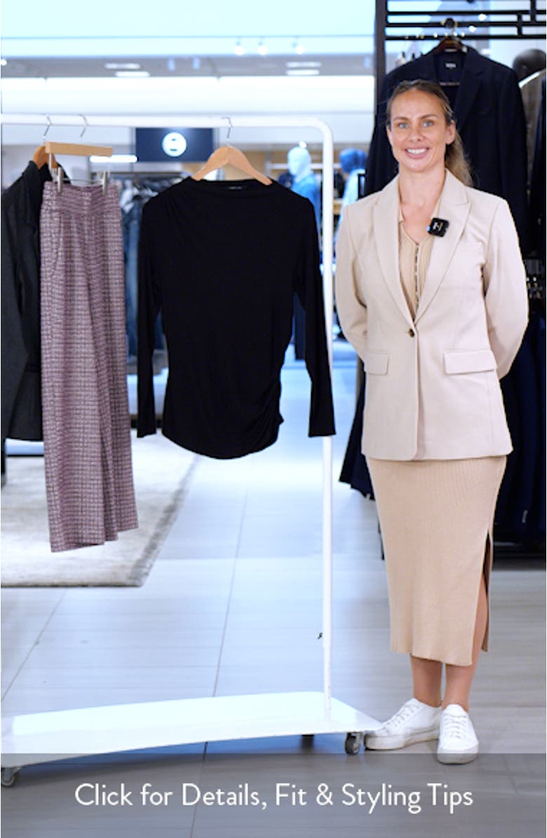 Long Sleeve Ruched Knit Top, sales video thumbnail