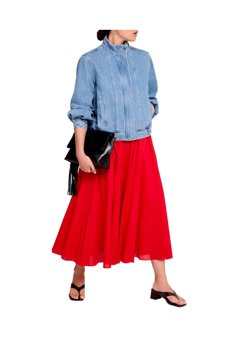 Cotton Full Midi Skirt, Alternate, color, Red