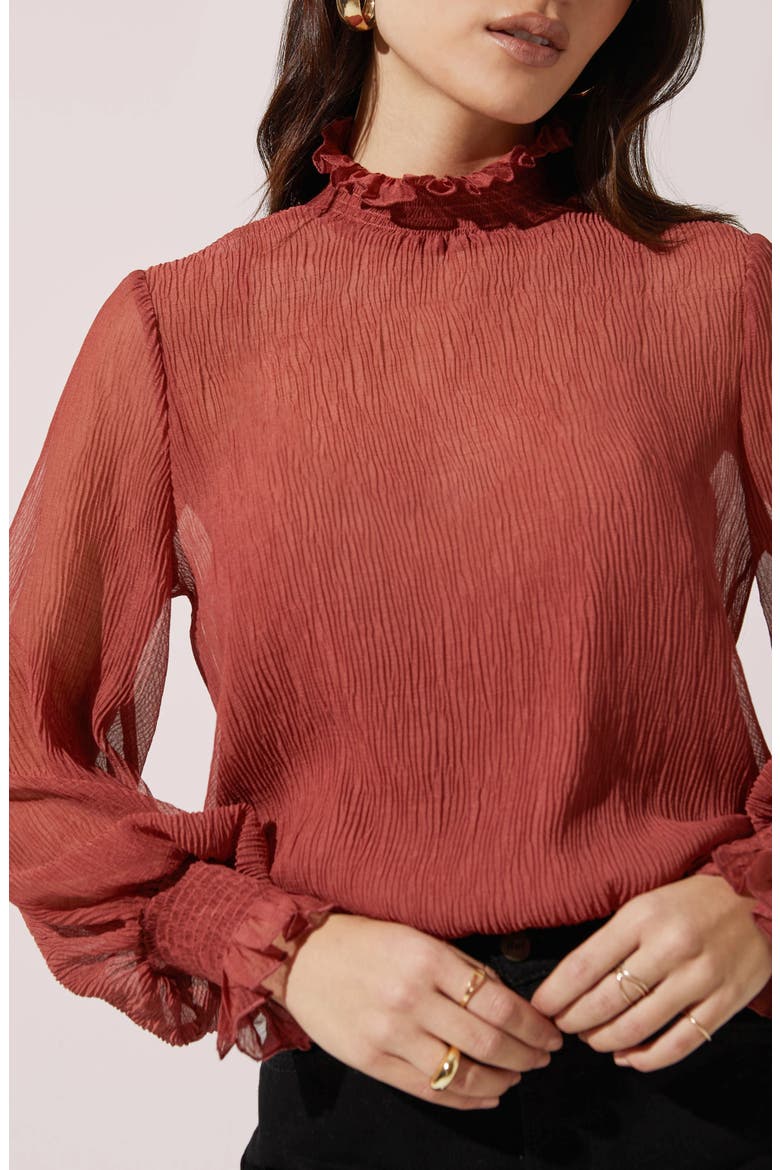 Mock Neck Top, Alternate, color, MARSALA