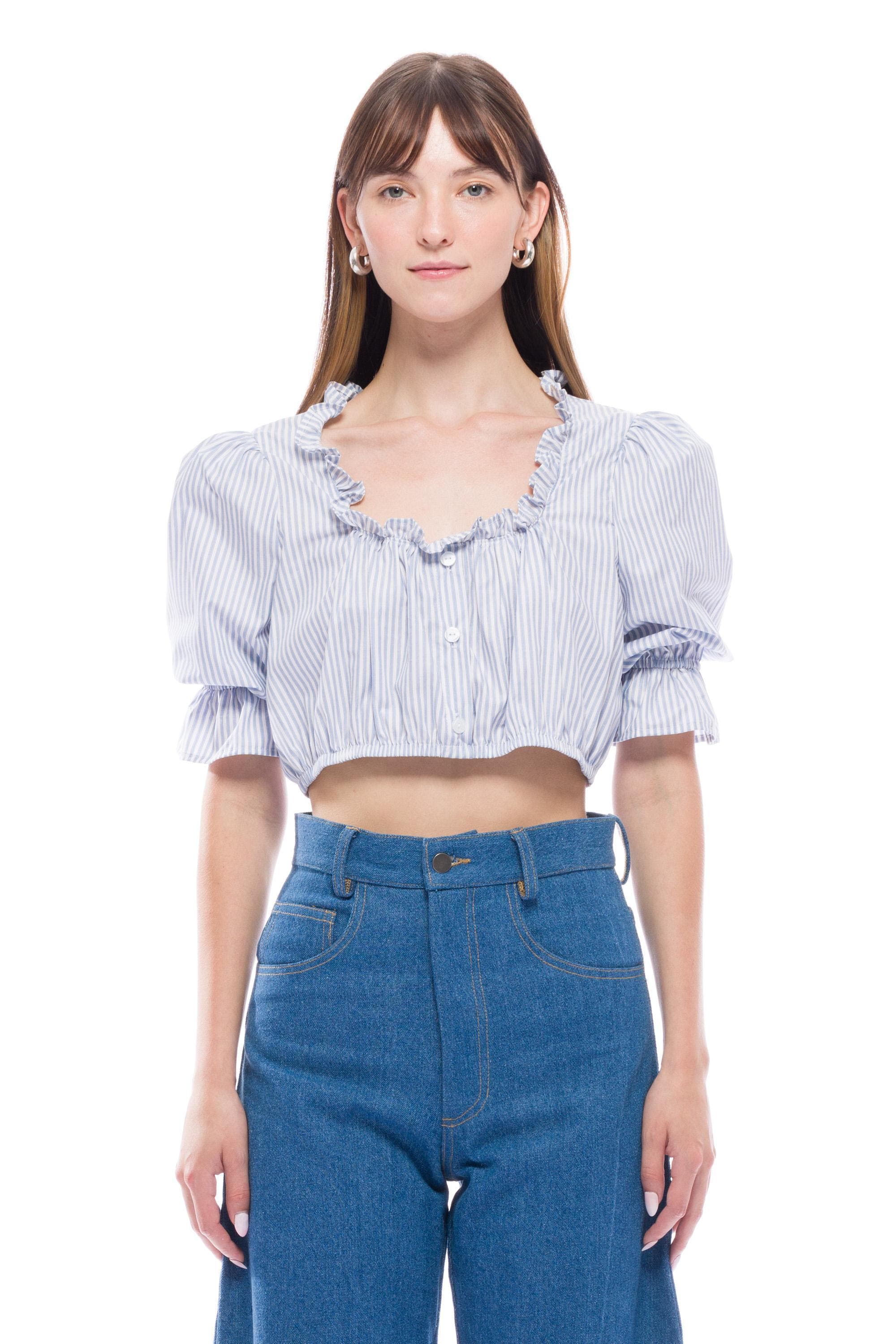 Toit Volant Alex Top in Blue White Stripes 