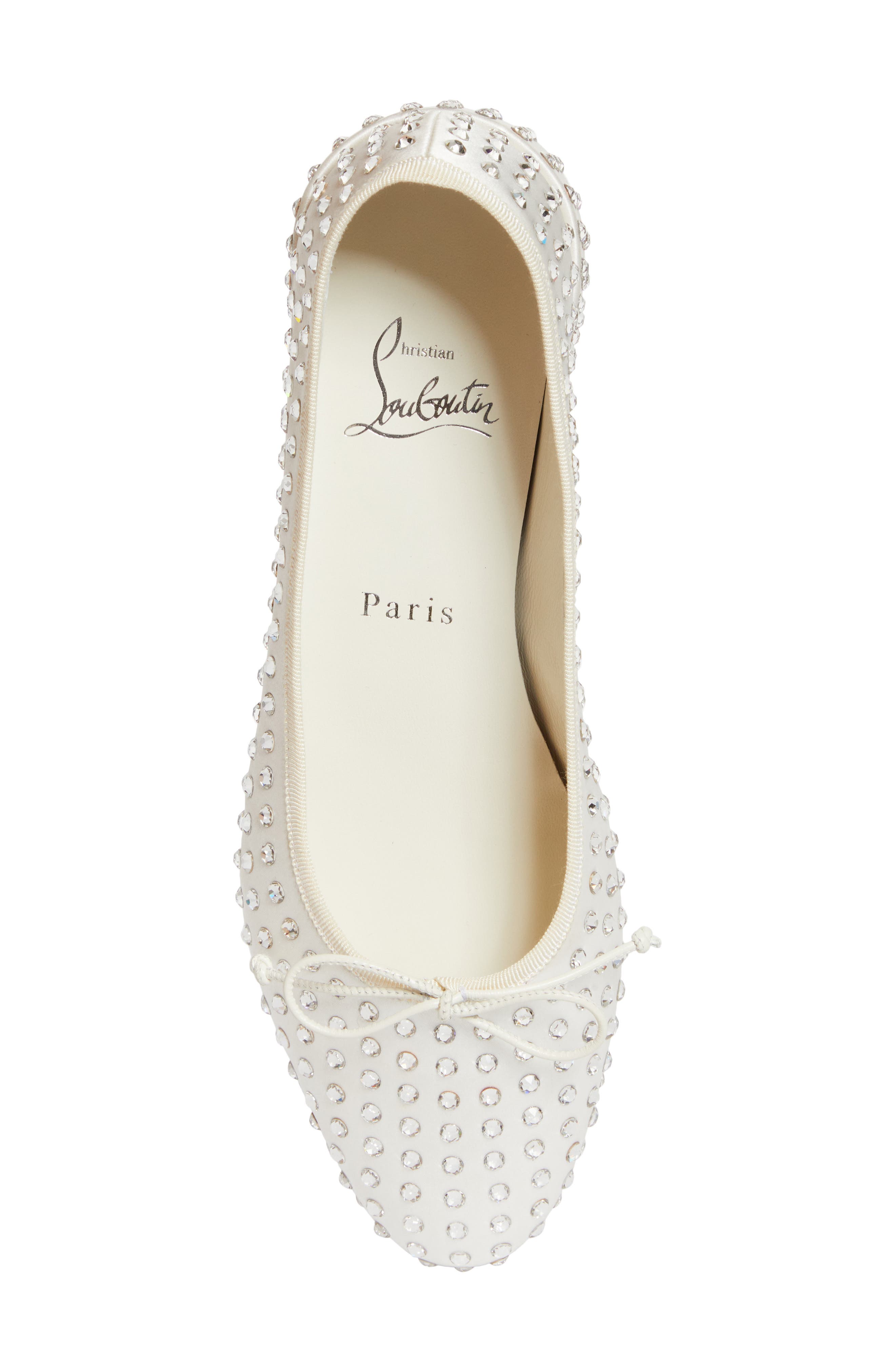 Christian Louboutin Sweetie Jane Crystal Embellished Ballerina Flat, Alternate, color, Version Ivory