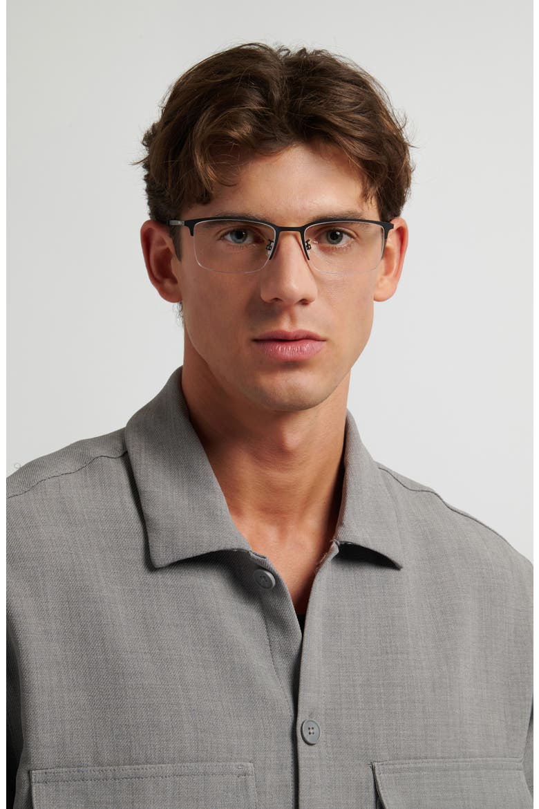 55mm Rectangular Optical Glasses, Alternate, color, MATTE BLACK