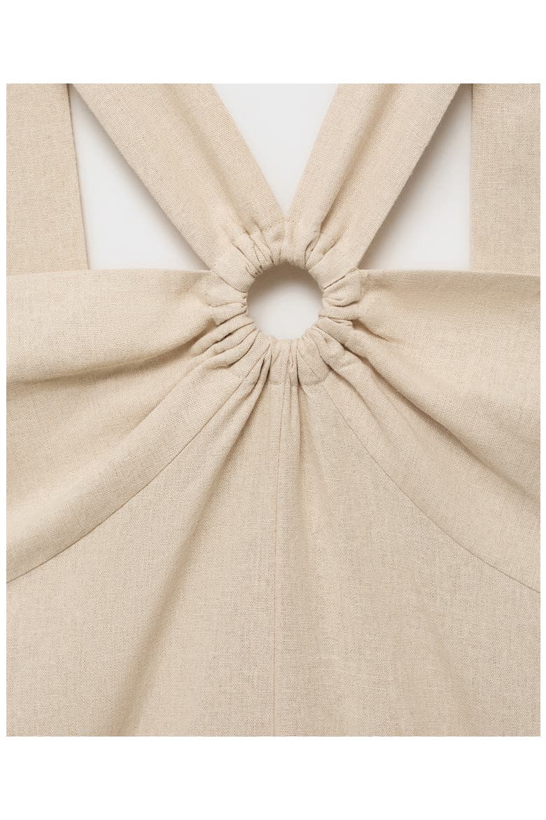 Hoop Detail Linen Blend Romper, Alternate, color, SAND