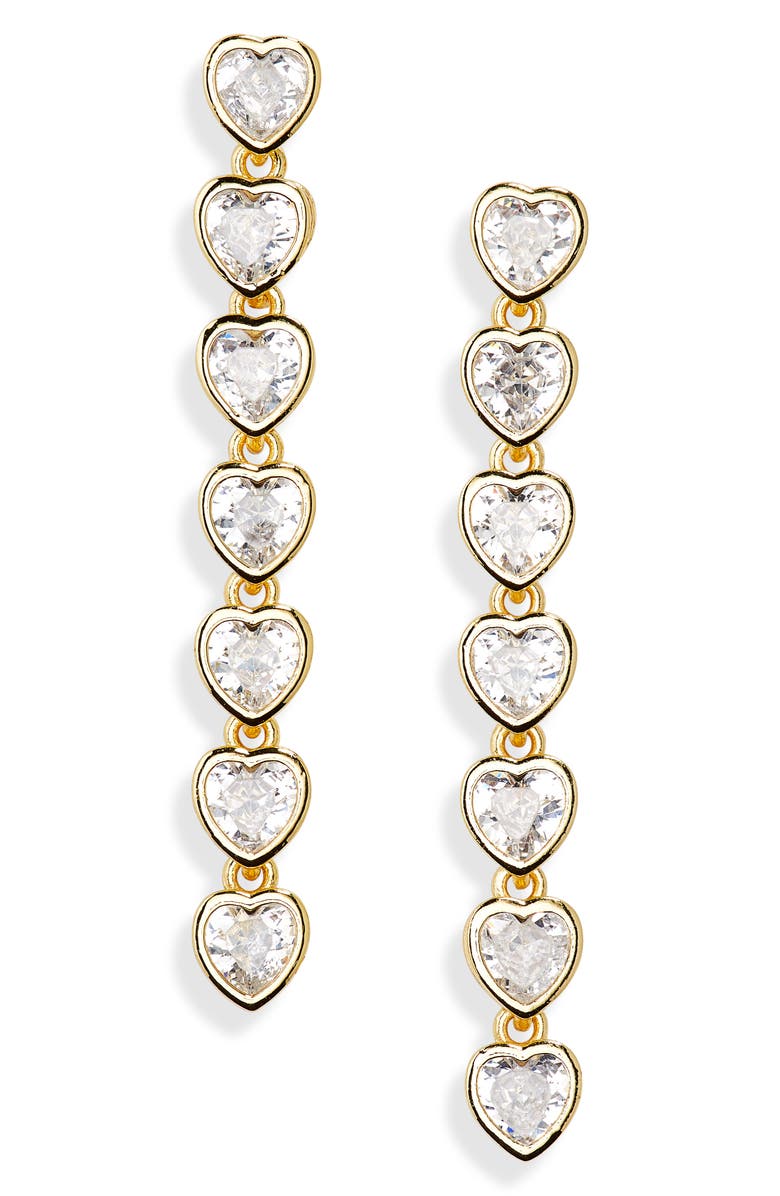 Panacea Crystal Linear Heart Drop Earrings, Main, color, 