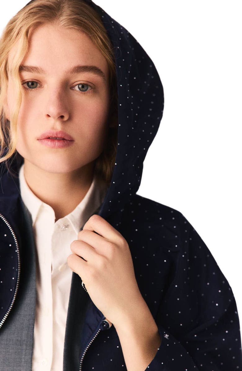 maje Hooded windbreaker with rhinestones, Alternate, color, Navy