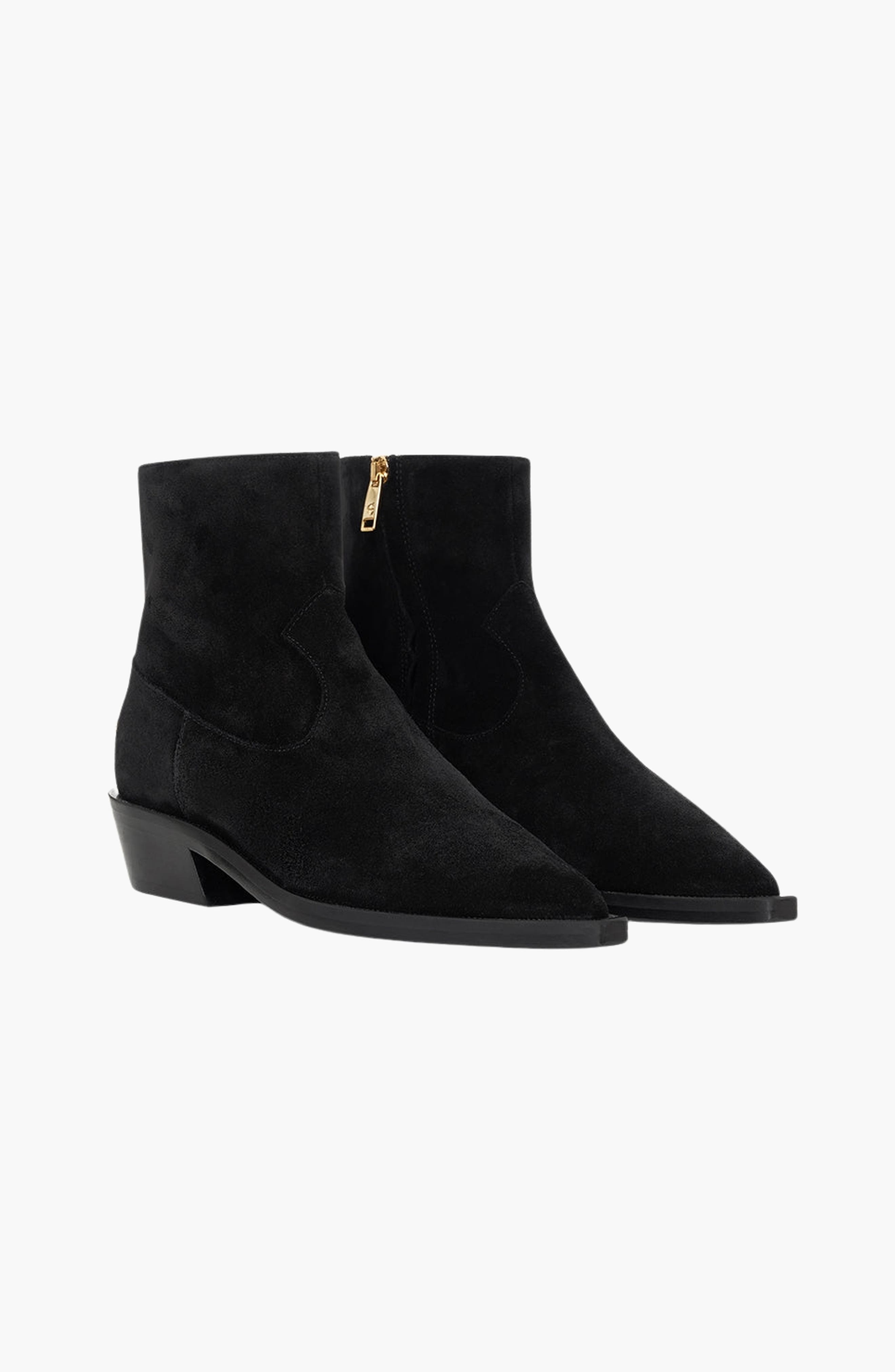 Bekah Flat Western Boots, Main, color, Black Suede