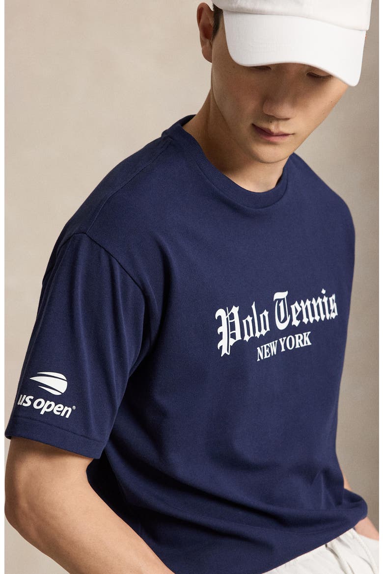 US Open Big Fit Polo Tennis Cotton Graphic T-Shirt, Alternate, color, NAVY