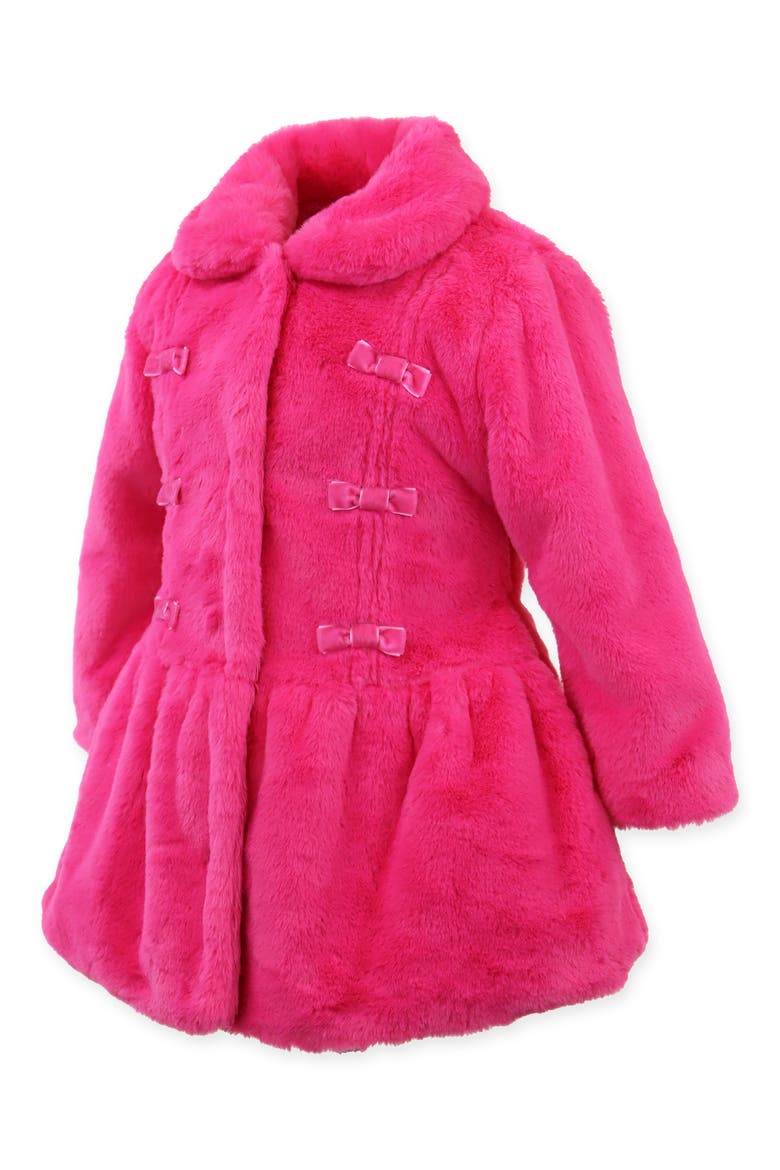 Faux Fur Bow Princess Coat, Alternate, color, HOT PINK PUFF