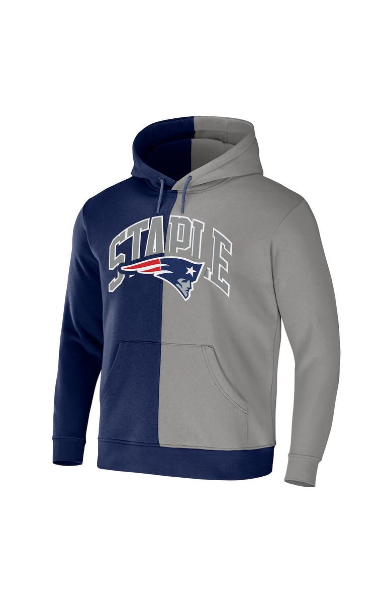 STAPLE Men's NFL x Staple Navy New England Patriots Split Logo Pullover Hoodie, Alternate, color, 