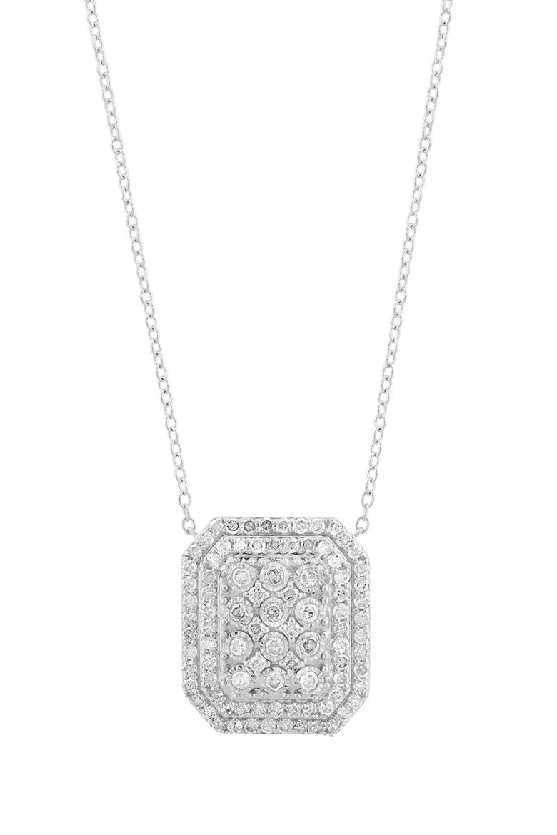 Sterling Silver Diamond Pendant Necklace, Main, color, WHITE