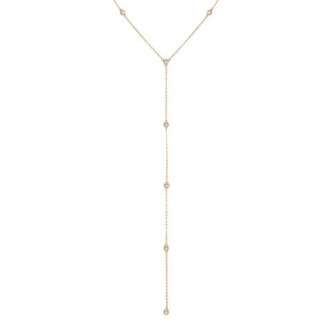 CZ Bezel Station Lariat Necklace