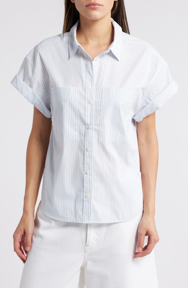Stripe Short Sleeve Button-Up Shirt