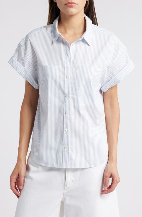 Stripe Short Sleeve Button-Up Shirt