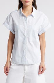 FRAME Stripe Short Sleeve Button-Up Shirt