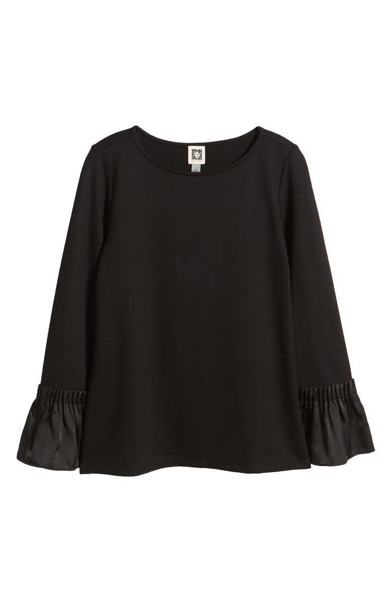 Anne Klein Serenity Ruffle Sleeve Long Sleeve Top, Alternate, color, Anne Black