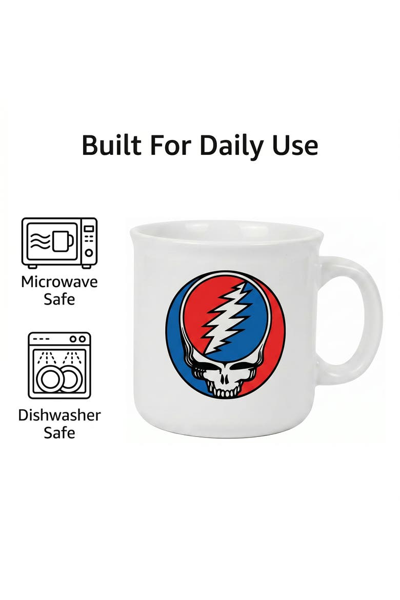 20 oz Grateful Dead Skull Logo Ceramic Camper Mug, Alternate, color, Multicolored