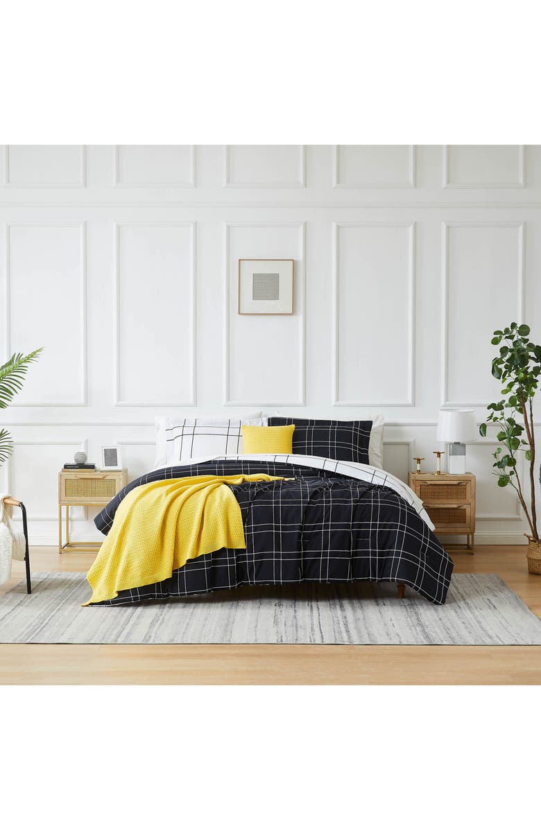 SOUTHSHORE FINE LINENS Urban Grid 5-Piece Bedding Set, Alternate, color, Black