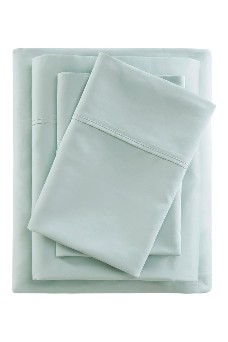 600 Thread Count Cooling Cotton Rich Sheet Set, Main, color, SEAFOAM
