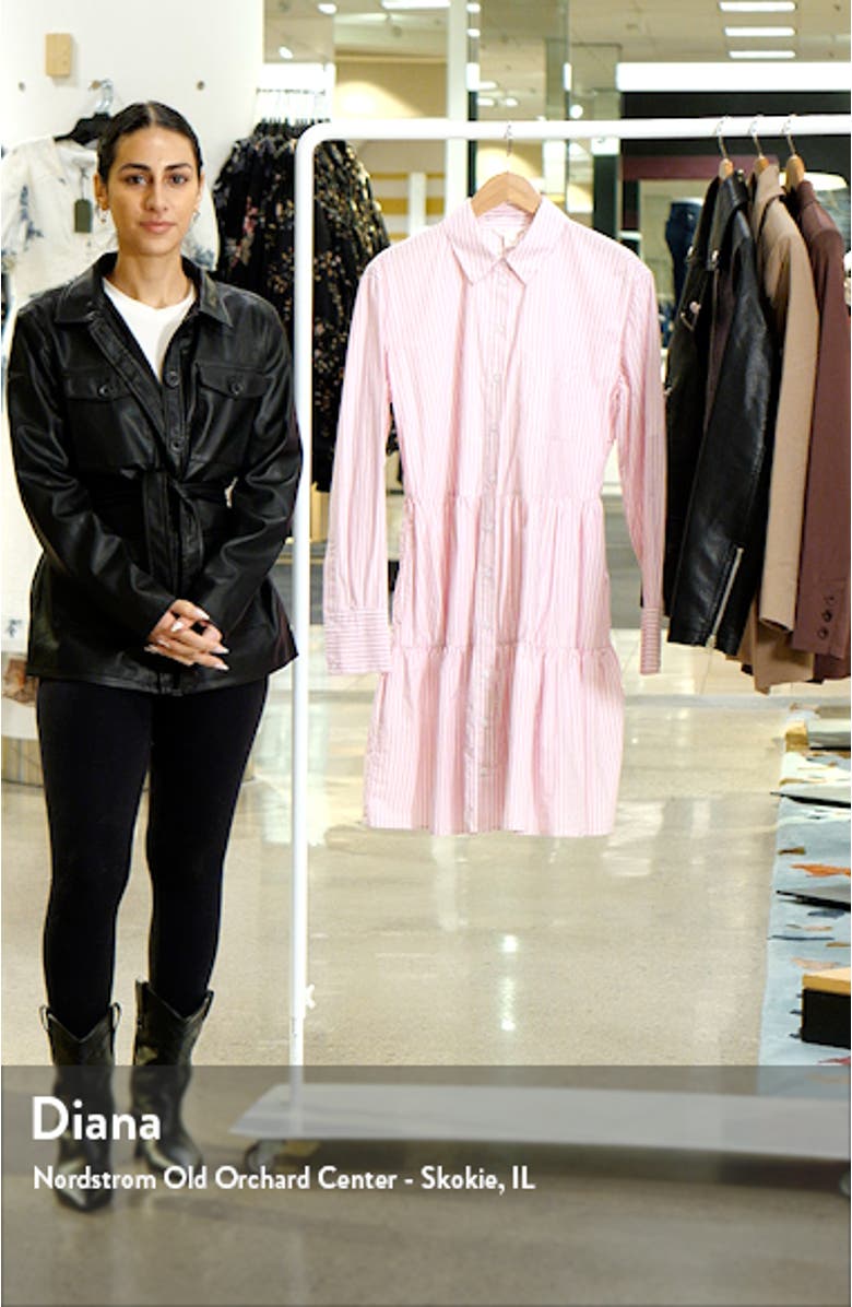 Stripe Tiered Long Sleeve Shirtdress, sales video thumbnail