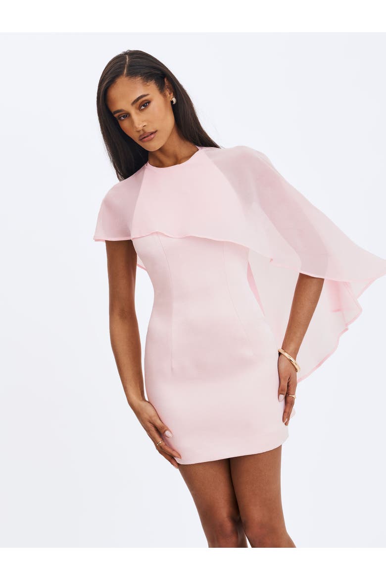 Umeko Asymmetrical Cape Mini Dress, Alternate, color, Pink