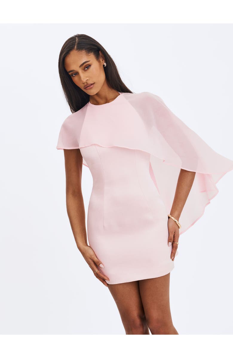 Miss Circle Umeko Asymmetrical Cape Mini Dress, Alternate, color, Pink