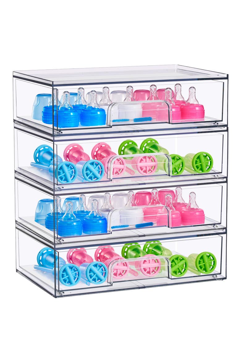 4-Pack Stackable Wide Storage Drawers, Alternate, color, NO COLOR