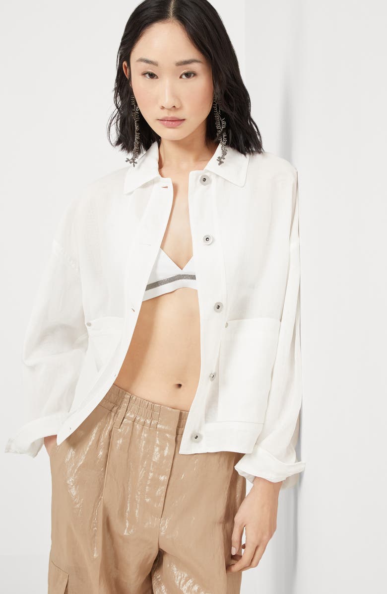 Brunello Cucinelli Organza outerwear jacket with monili, Alternate, color,