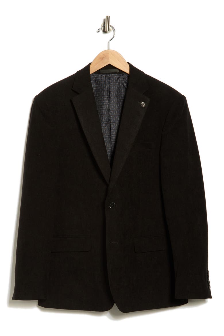 Corduroy Two-Button Sport Coat, Alternate, color, BLACK