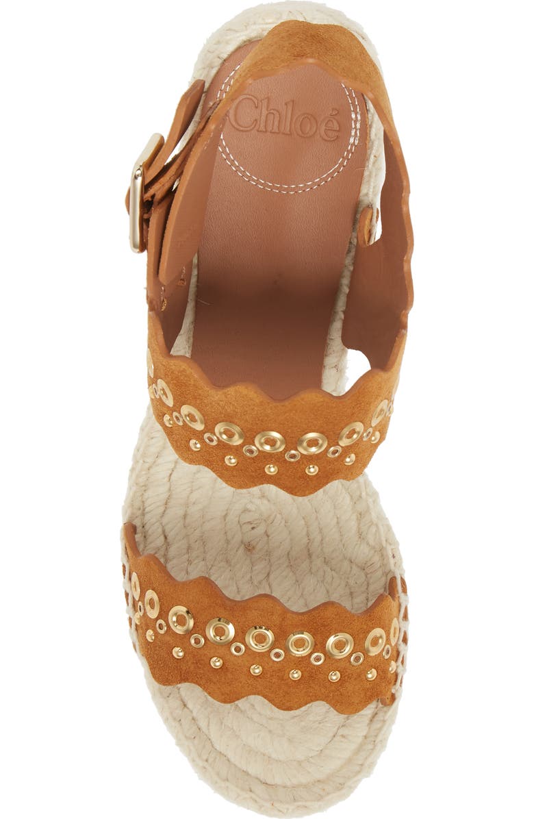 Chloé Lauren Grommet Stud Scalloped Wedge Platform Sandal, Alternate, color,