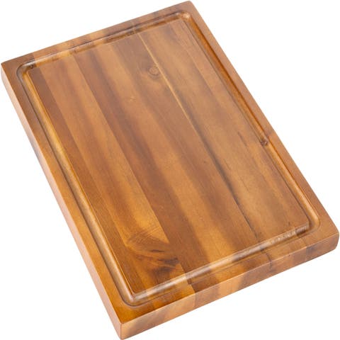 Eldridge Medium Handcrafted Acacia Wood Grain Thick Reversible Cutting Board with Juice Grooves