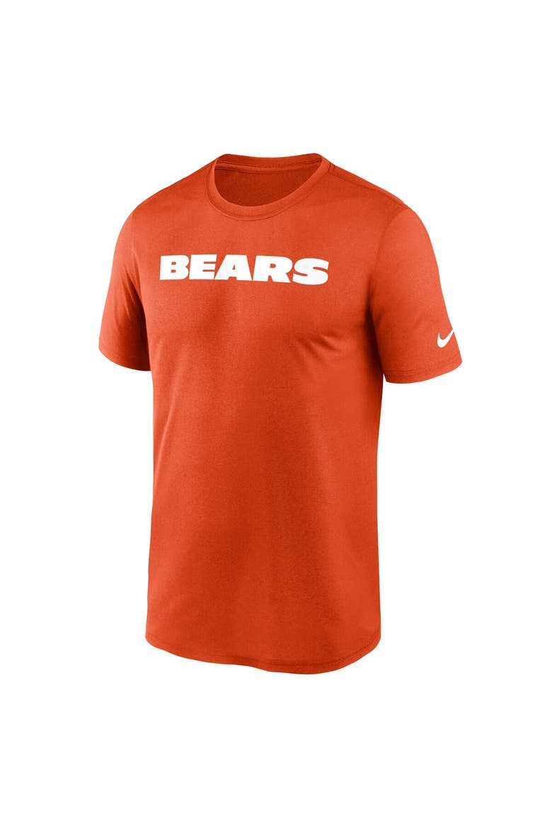 Men's Nike Orange Chicago Bears Primetime Legend Wordmark Performance T-Shirt, Alternate, color, Orange