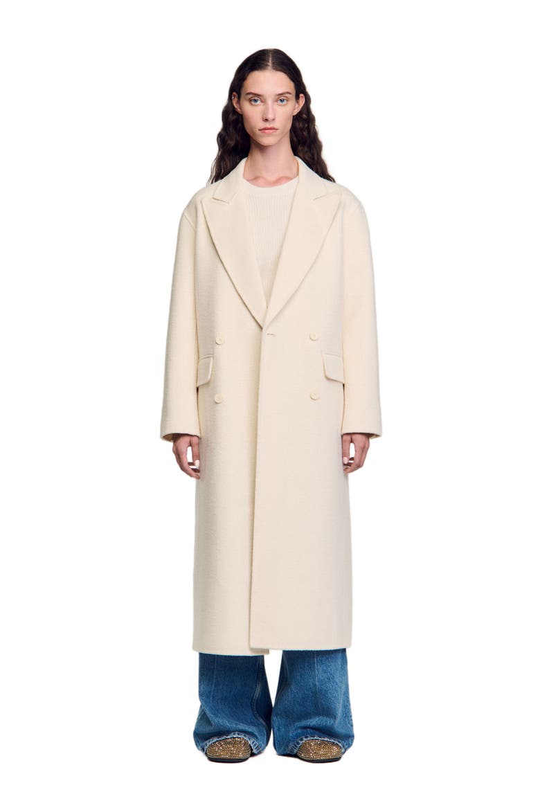 Long wool-blend coat, Main, color, Ecru