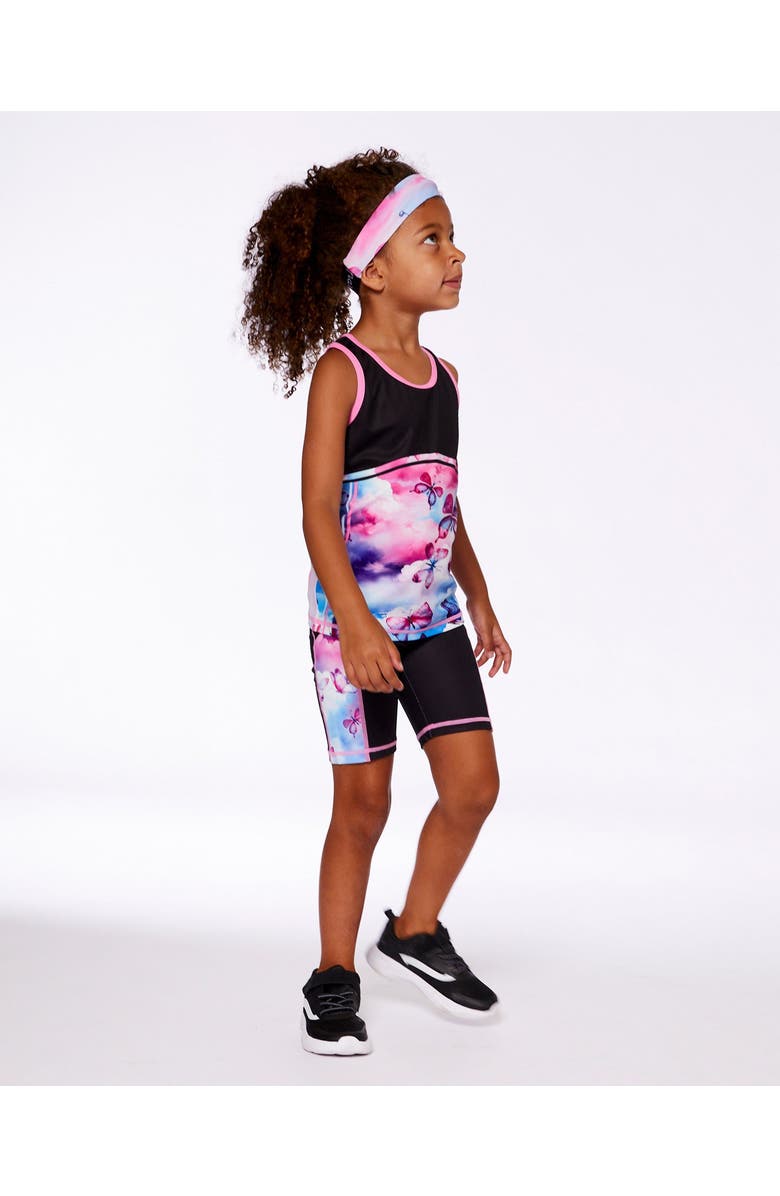 Deux par Deux Girl's Printed Athletic Headband Pink, Blue And Butterflies, Alternate, color,