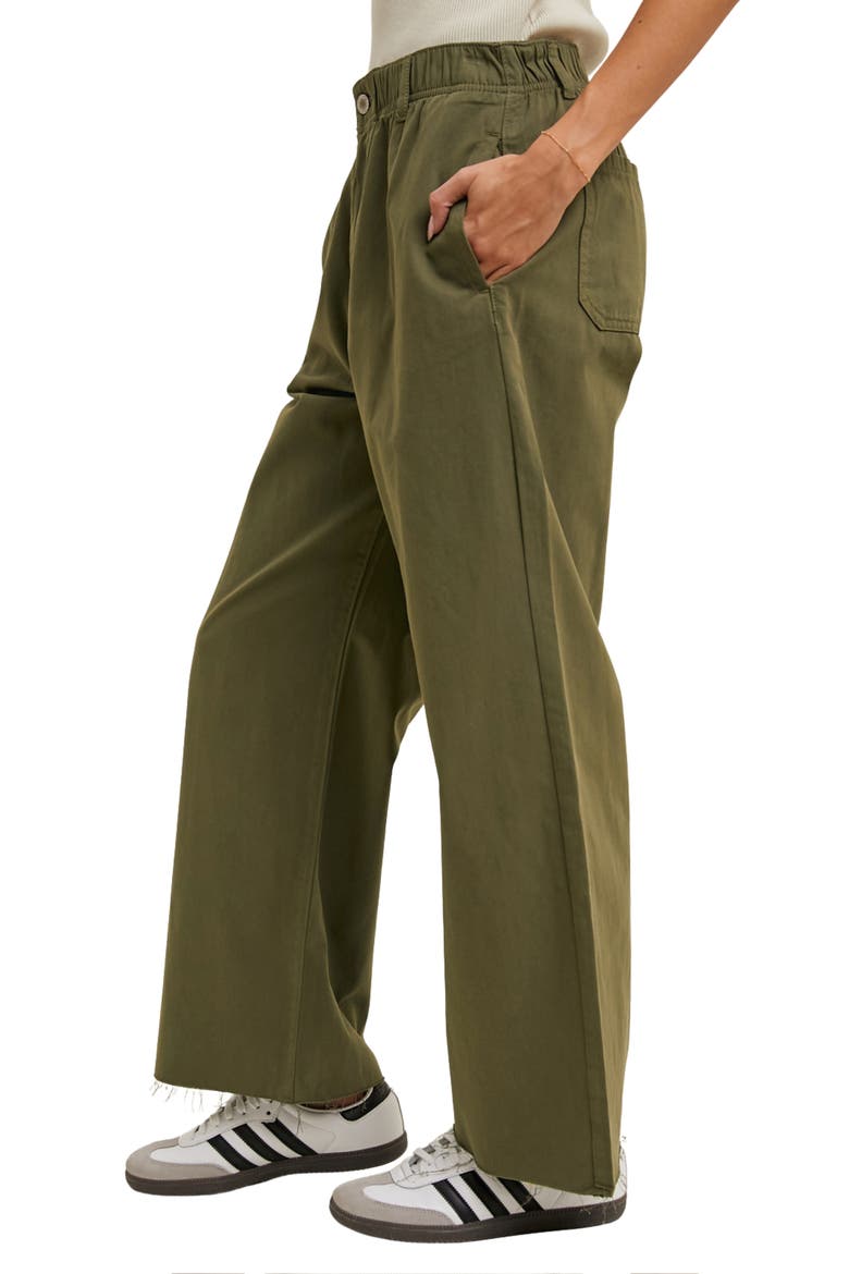 Raw Hem Wide Leg Jeans, Alternate, color, OLIVE