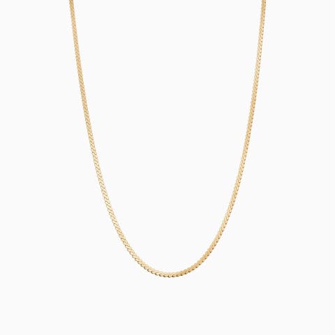 18k Gold Plated Sterling Silver Cleopatra Flat Chain Necklace Gift Idea