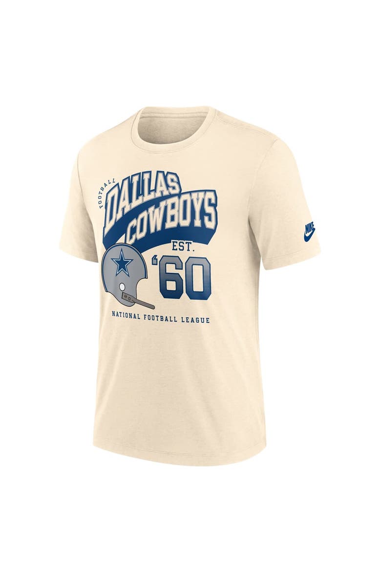 Men's Nike  Natural Dallas Cowboys Rewind Tri-Blend T-Shirt, Alternate, color, Natural
