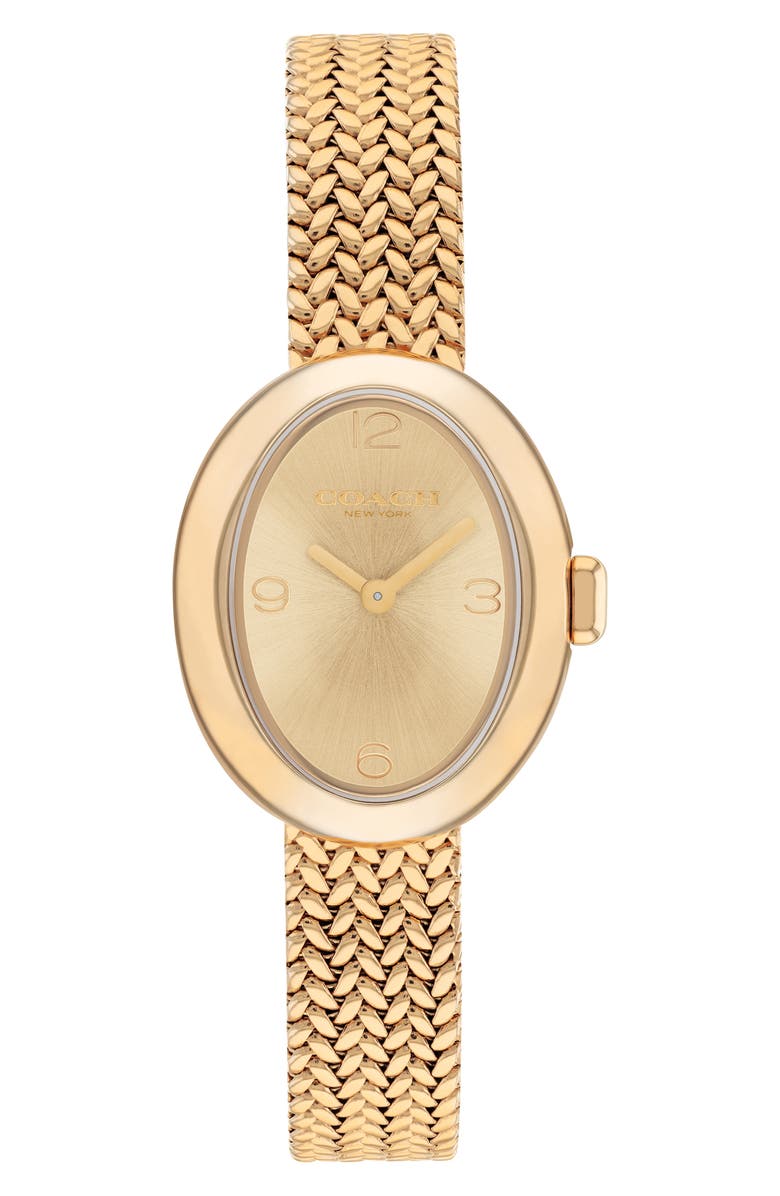COACH Sammy Mesh Strap Watch, 22.5mm, Main, color, Thin Gold