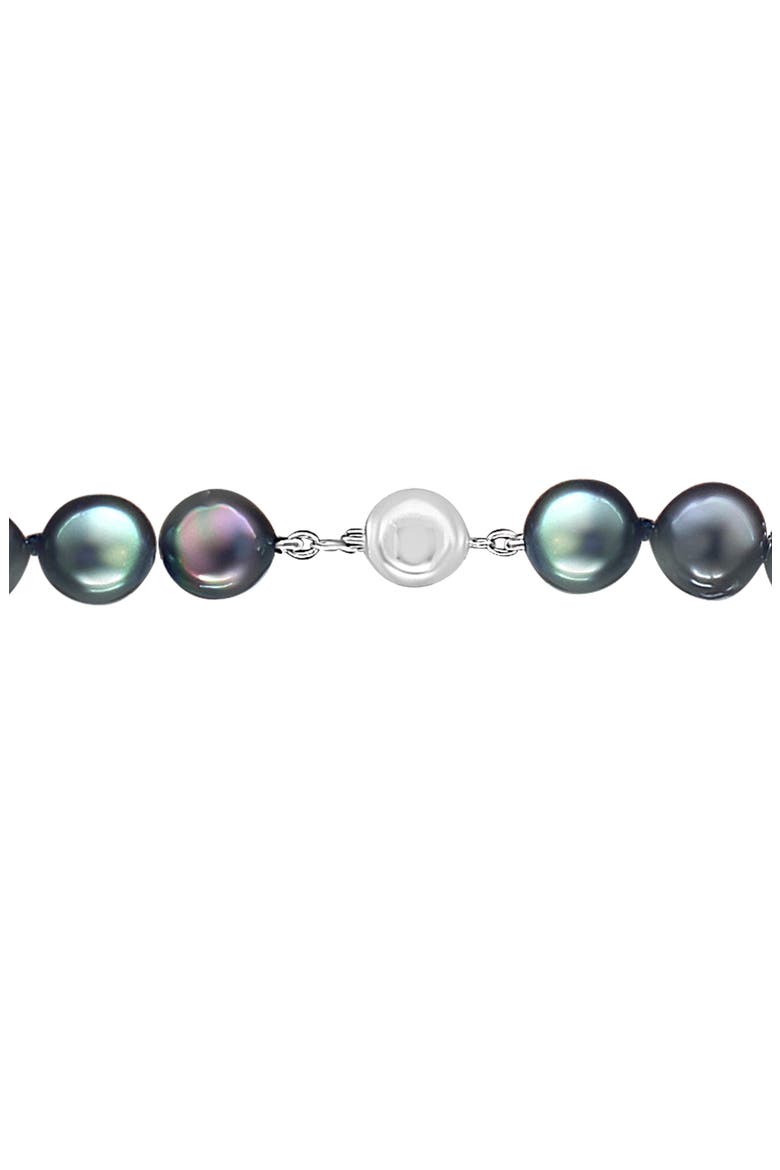 Sterling Silver Black Tahitian Pearl Necklace, Alternate, color, BLACK