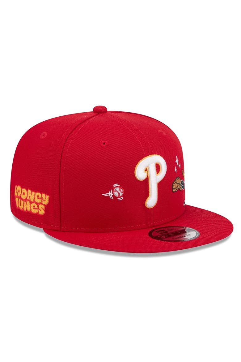Men's New Era Red Philadelphia Phillies Looney Tunes Daffy Duck 9FIFTY Snapback Hat, Main, color, Red