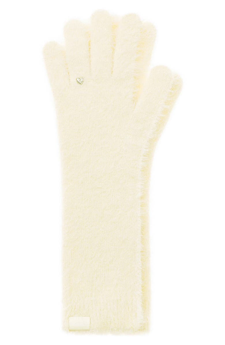Stand Oil Heart Stud Knit Gloves, Alternate, color, Hairy Cream