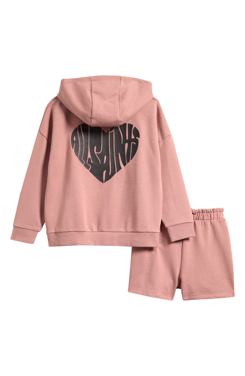 smALLSAINTS by ALLSAINTS Kids' Hoodie & Sweat Shorts Set, Alternate, color, Pink