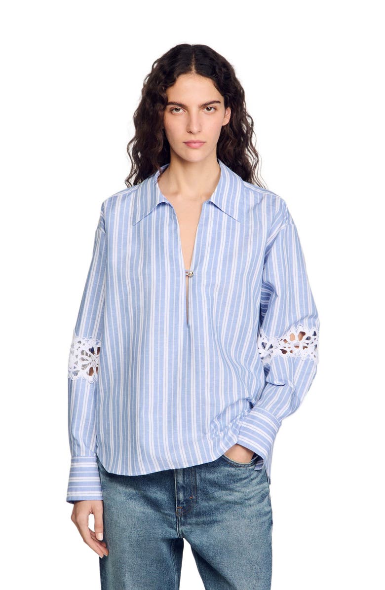 SANDRO Striped shirt, Main, color, Blu / White