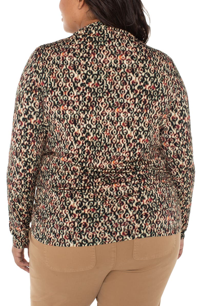 Liverpool Los Angeles Ruched Mock Neck Top, Alternate, color, Multi Geo Ikat