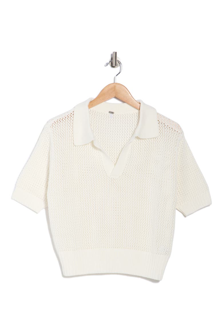 Open Knit Polo, Alternate, color, BONE