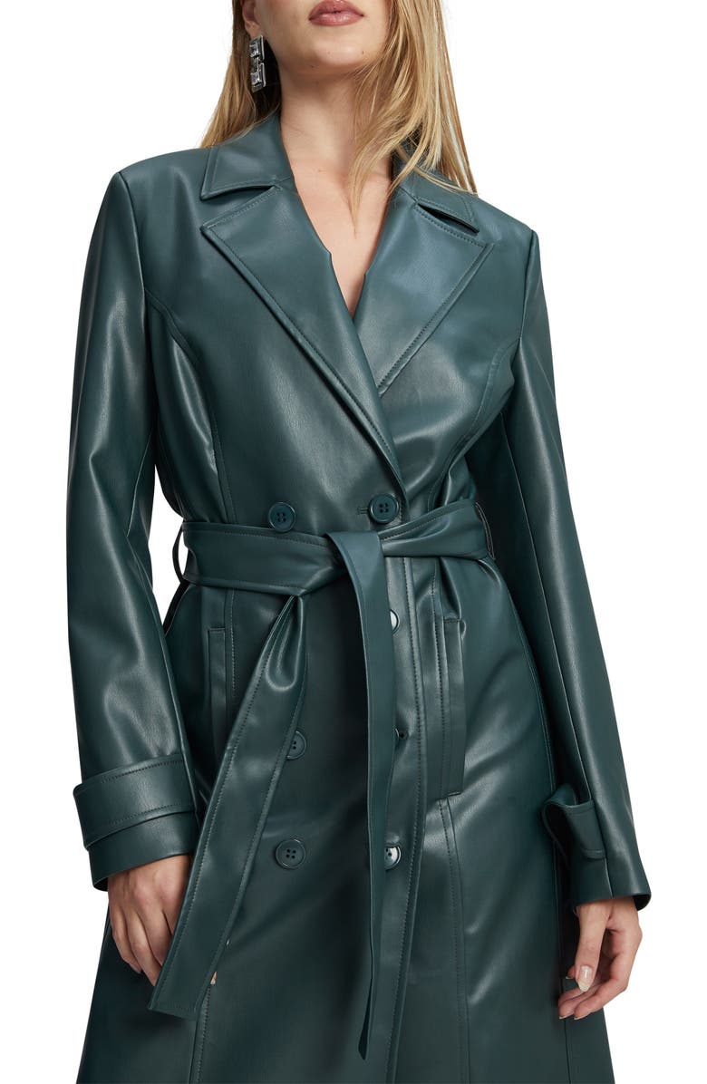 Bardot Double Breasted Faux Leather Trench Coat, Alternate, color,