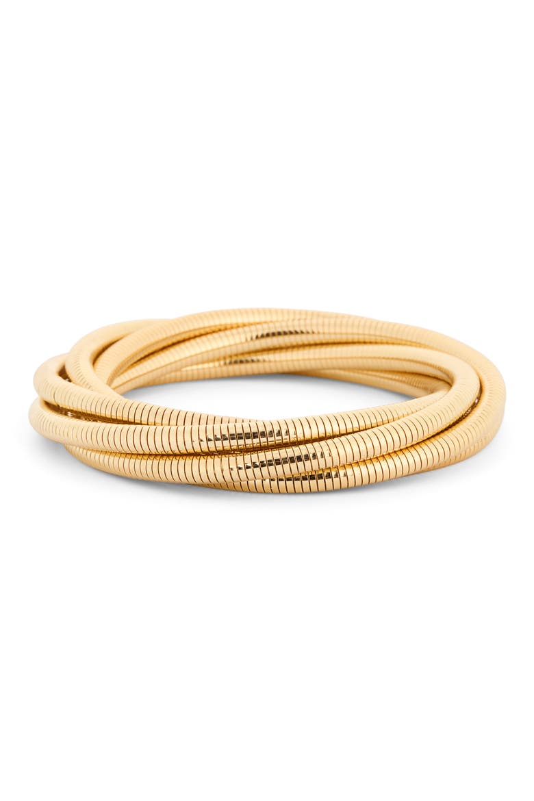 Omega Stacked Twist Bracelet, Main, color, GOLD