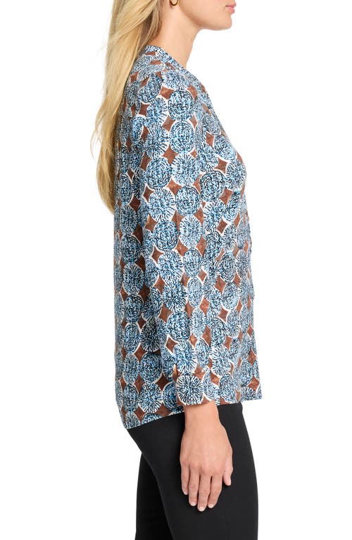 Nic + Zoe Sand Dollar Long Sleeve Top In Blue Multi In Blue Multi